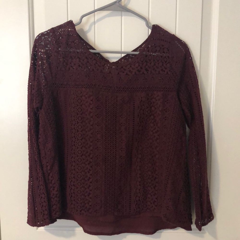maroon crochet top